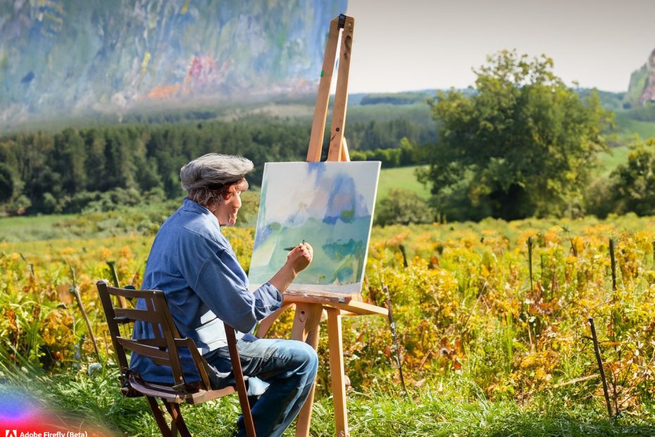 Firefly claude monet sitting at an easel painting in the countryside 30218