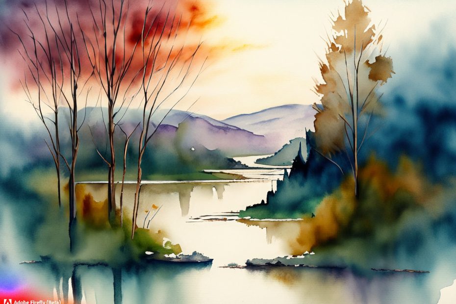 Firefly watercolor landscape using rule of thirds 80648