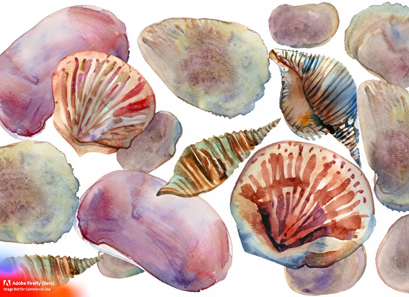 Firefly watercolor seashells 34131