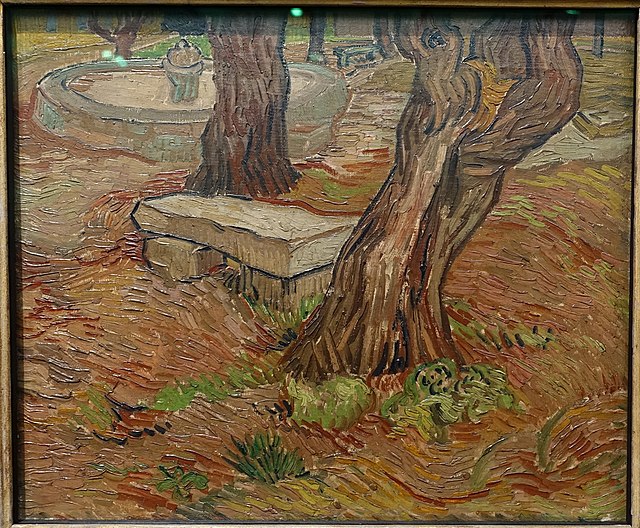 The Stone Bench in the Asylum at Saint Remy by Vincent van Gogh 1889 oil on canvas Museu de Arte de Sao Paulo DSC07365