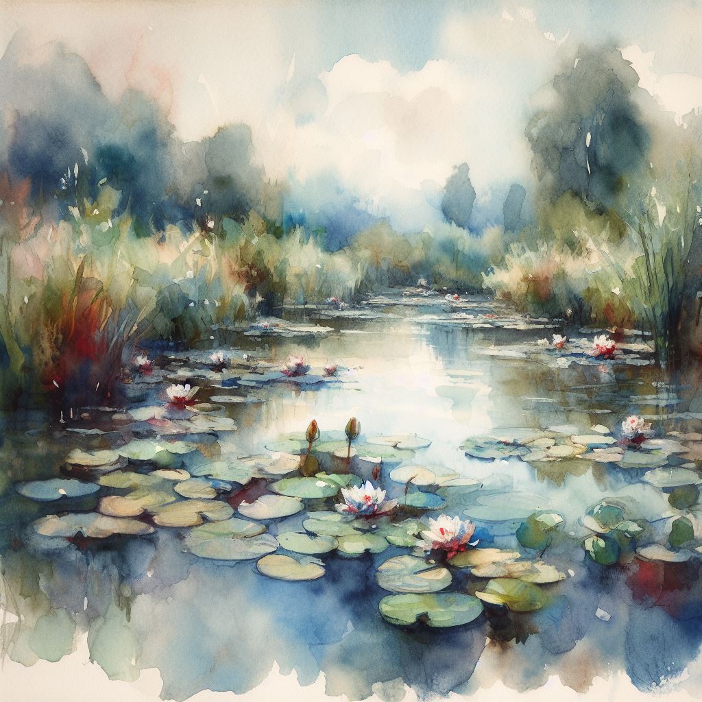 Influenced by Monet's Water Lilies depicting the water lilies in his garden at Giverny