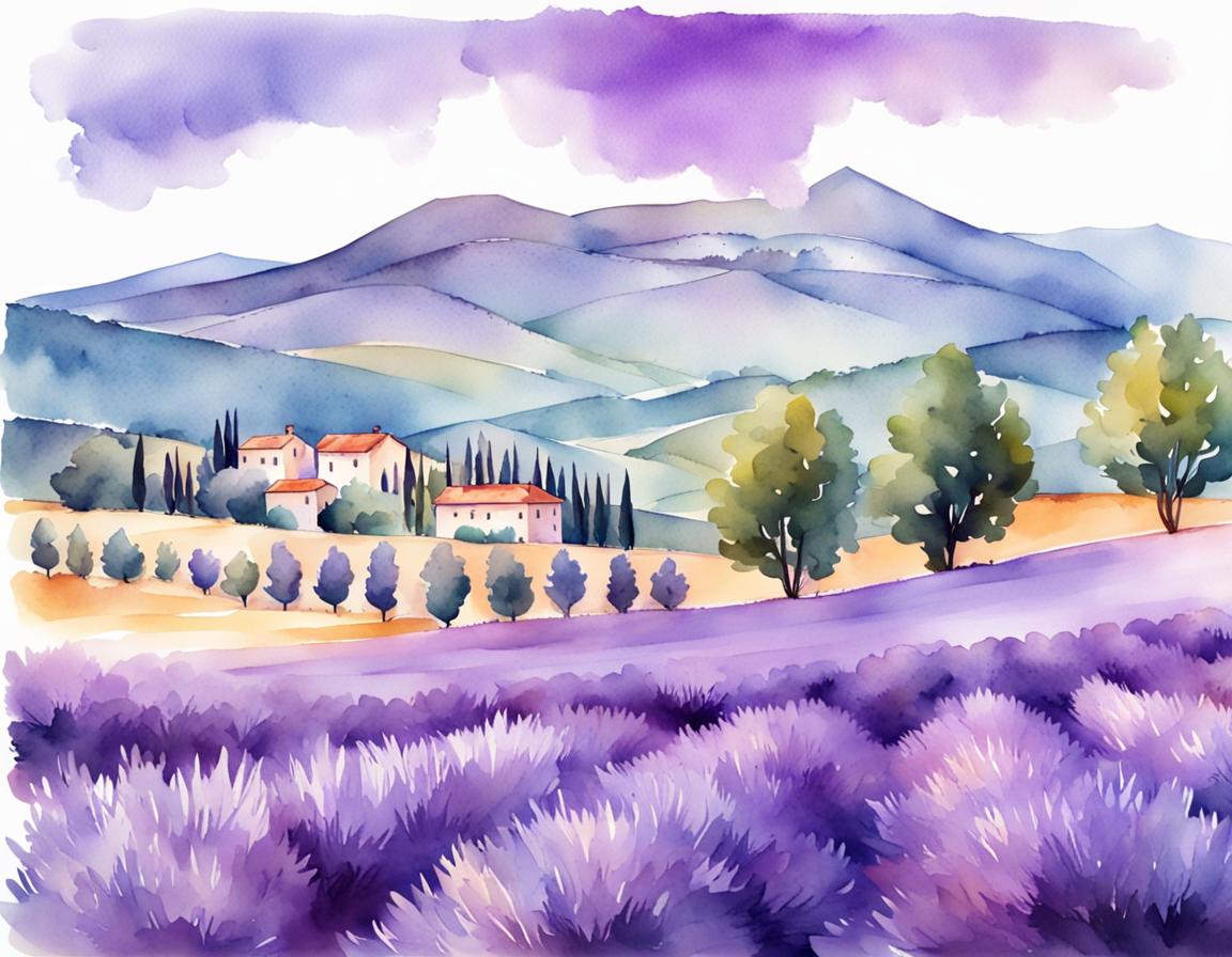 watercolor mountains provence