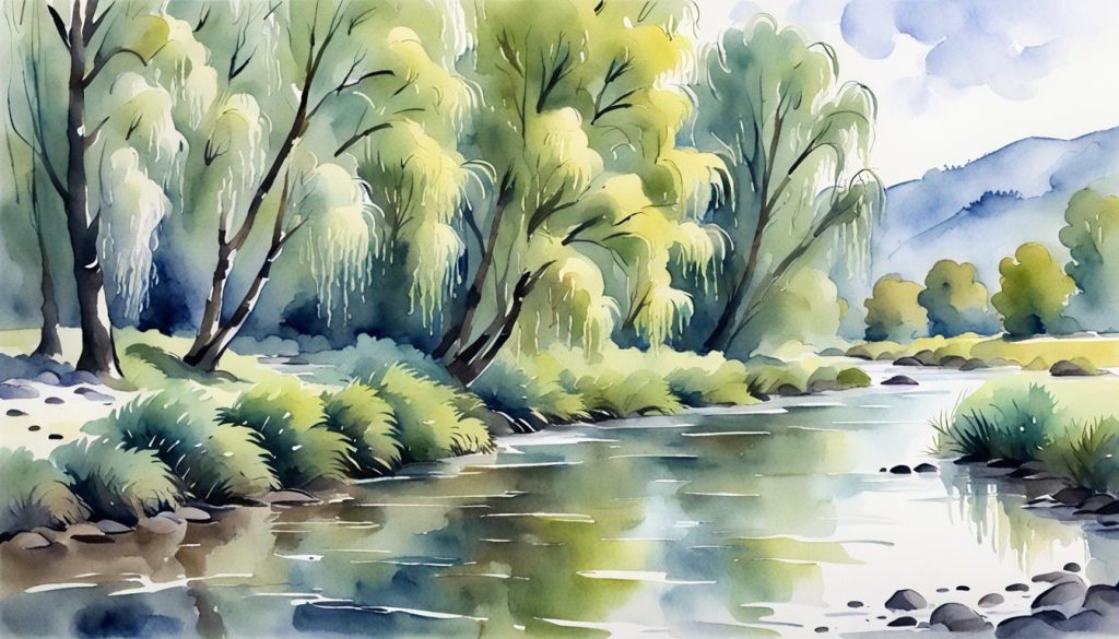 Use Watercolor Painting Techniques to Create Stunning Art - a river bank with willows