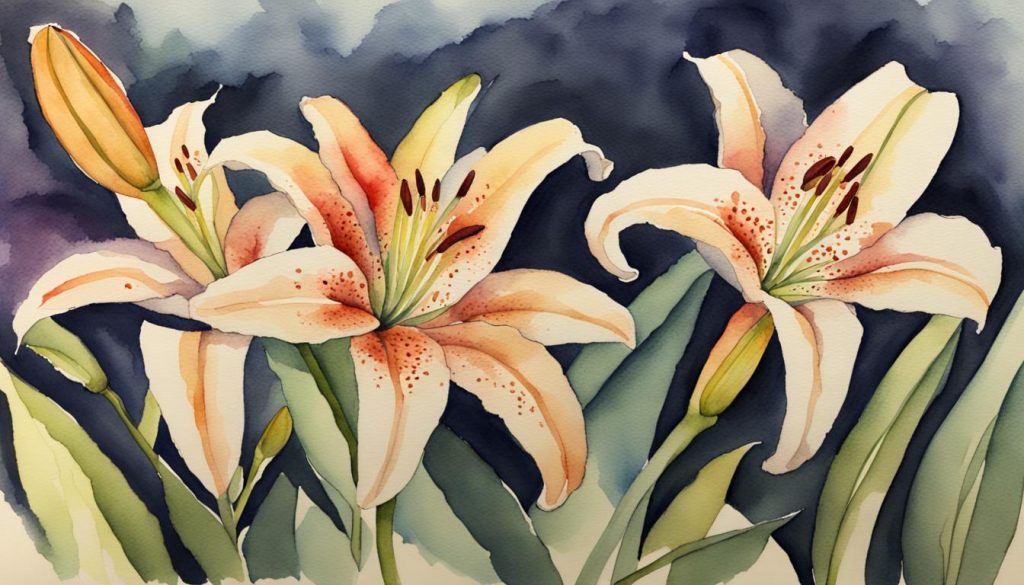 Watercolor Plants for Beginners - lily blooms