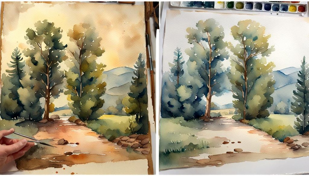 restoration of old watercolors in action
