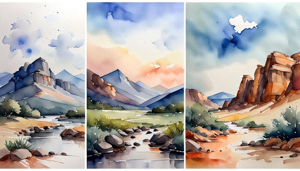 Mastering Watercolor Paper Textures for Exquisite Effects - 3 views on different paper