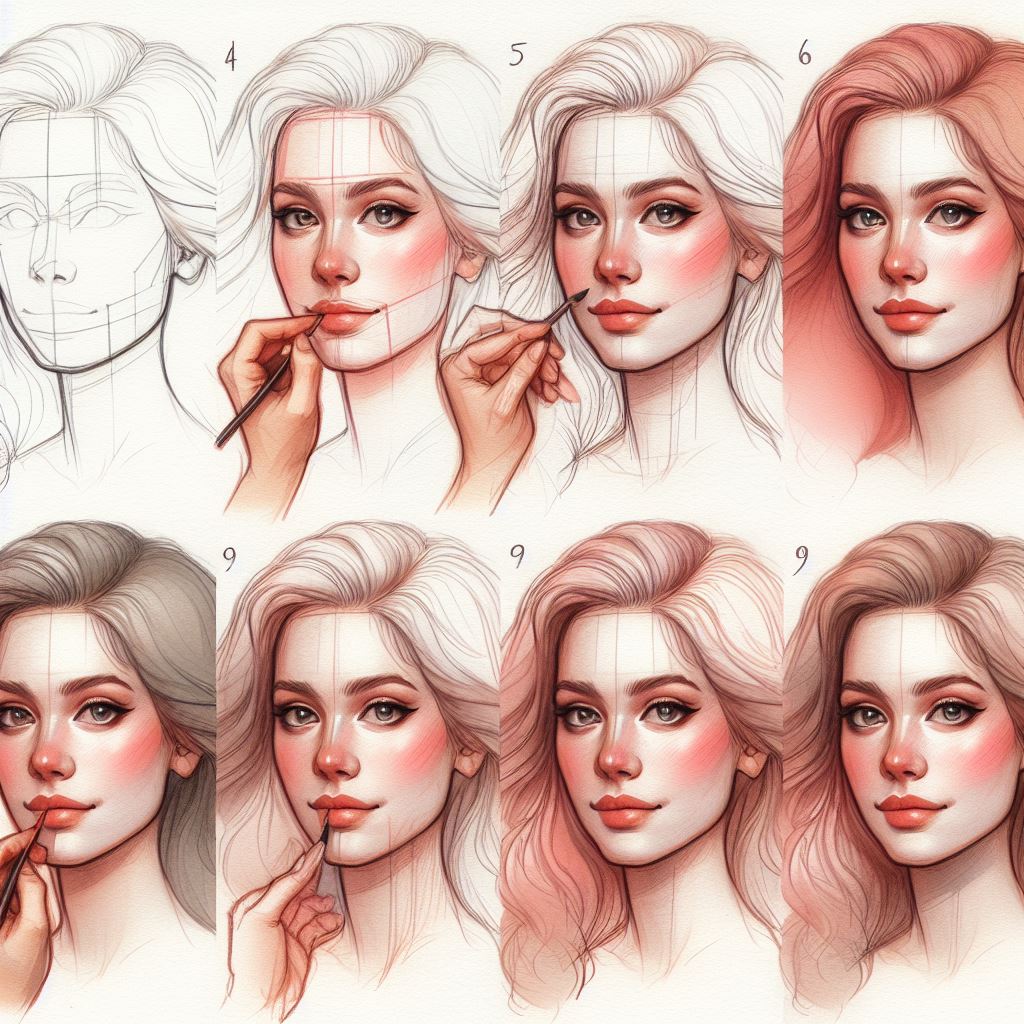 Advanced Watercolor Techniques - clever facial technique 