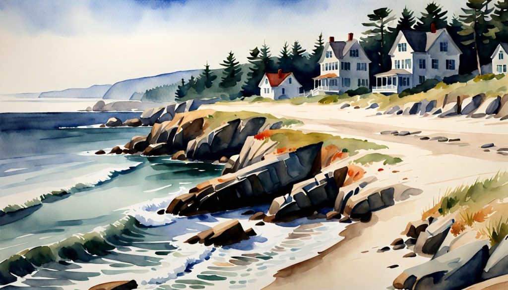Edward Hopper's Watercolors: New England in style of  artist