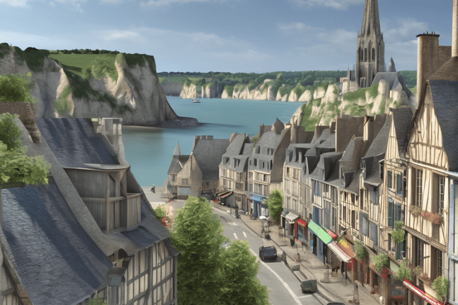 create map of Normandy showing Rouen Honfleur Le Havre Etretat Giverny