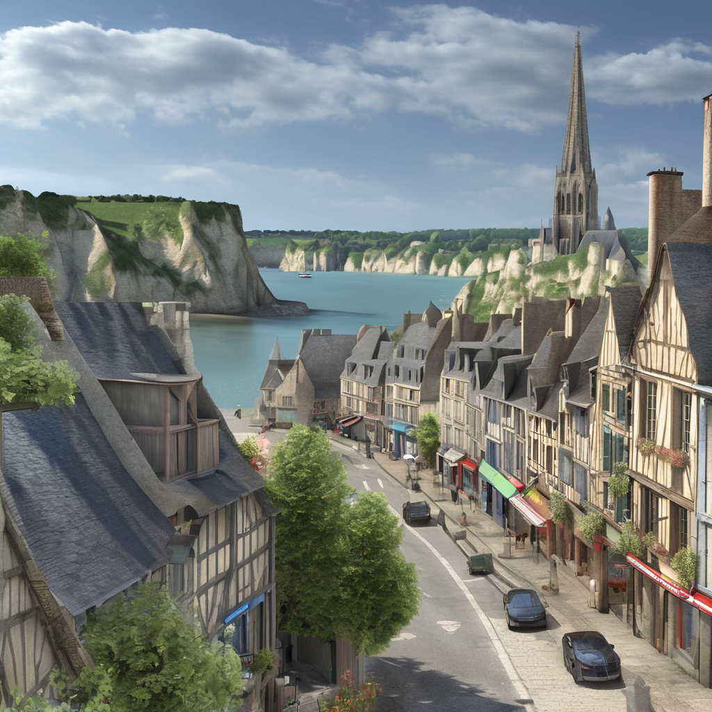 create map of Normandy showing Rouen Honfleur Le Havre Etretat Giverny
