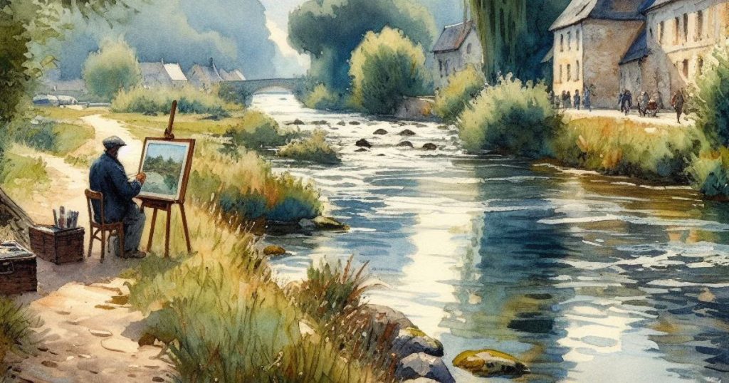 plein air watercolor in style of Monet