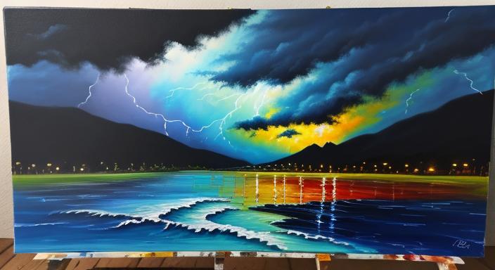 thunderstorm acrylic layering