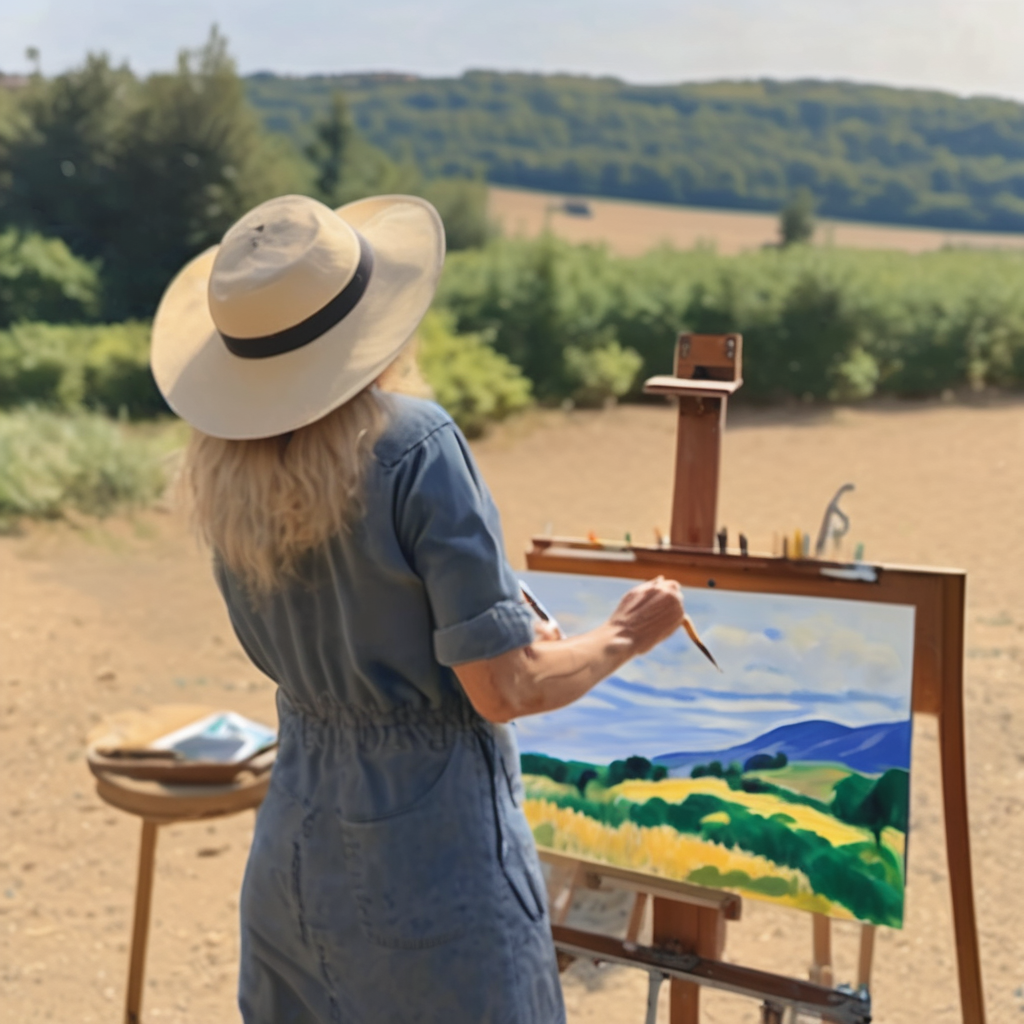 Unlocking the Secrets of Impressionist Art: A Journey Through Light, Color, and Emotion 4 an artist painting with clearly visible brush in the style of matisse in landscape mode png