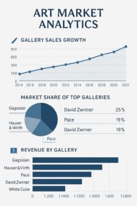 Art market insights showing gallery sales growth and market trends analysis