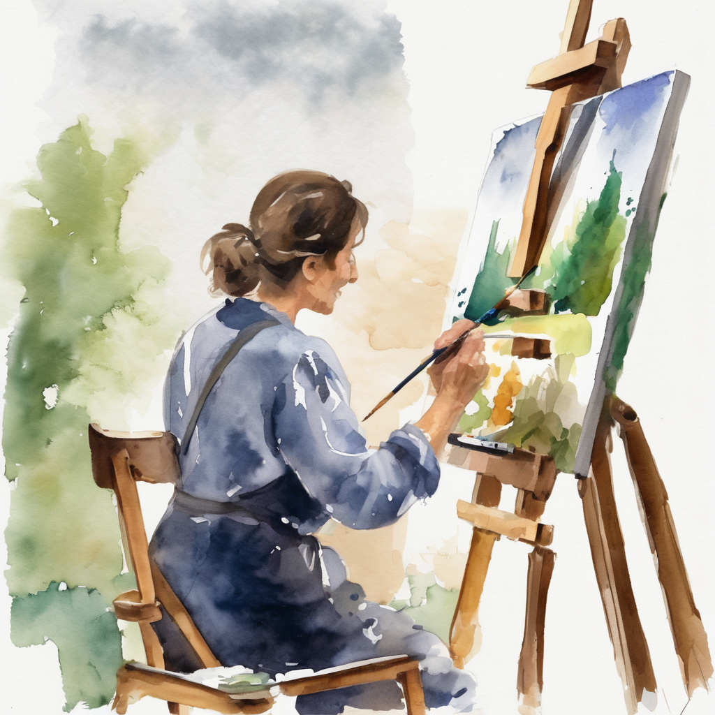 artist painting at easel