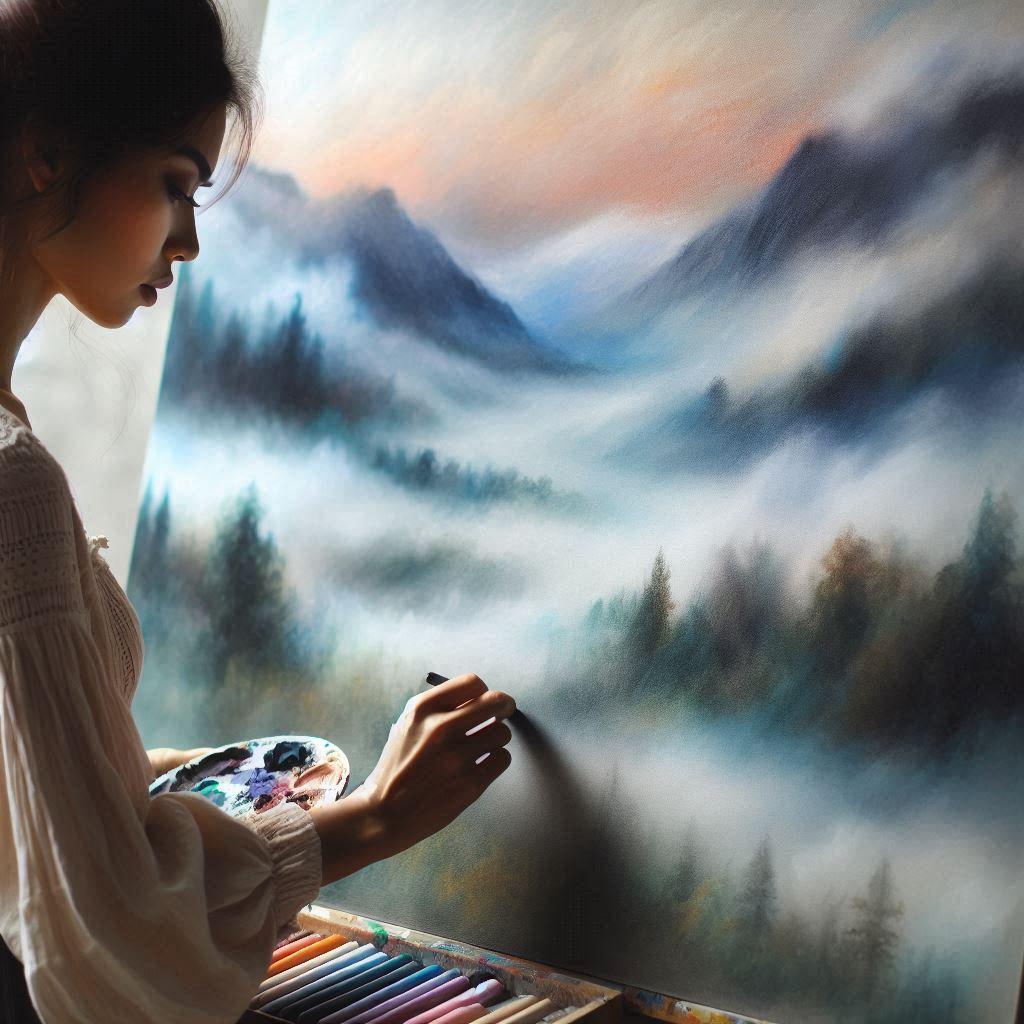 scumbling effect in pastels - misty