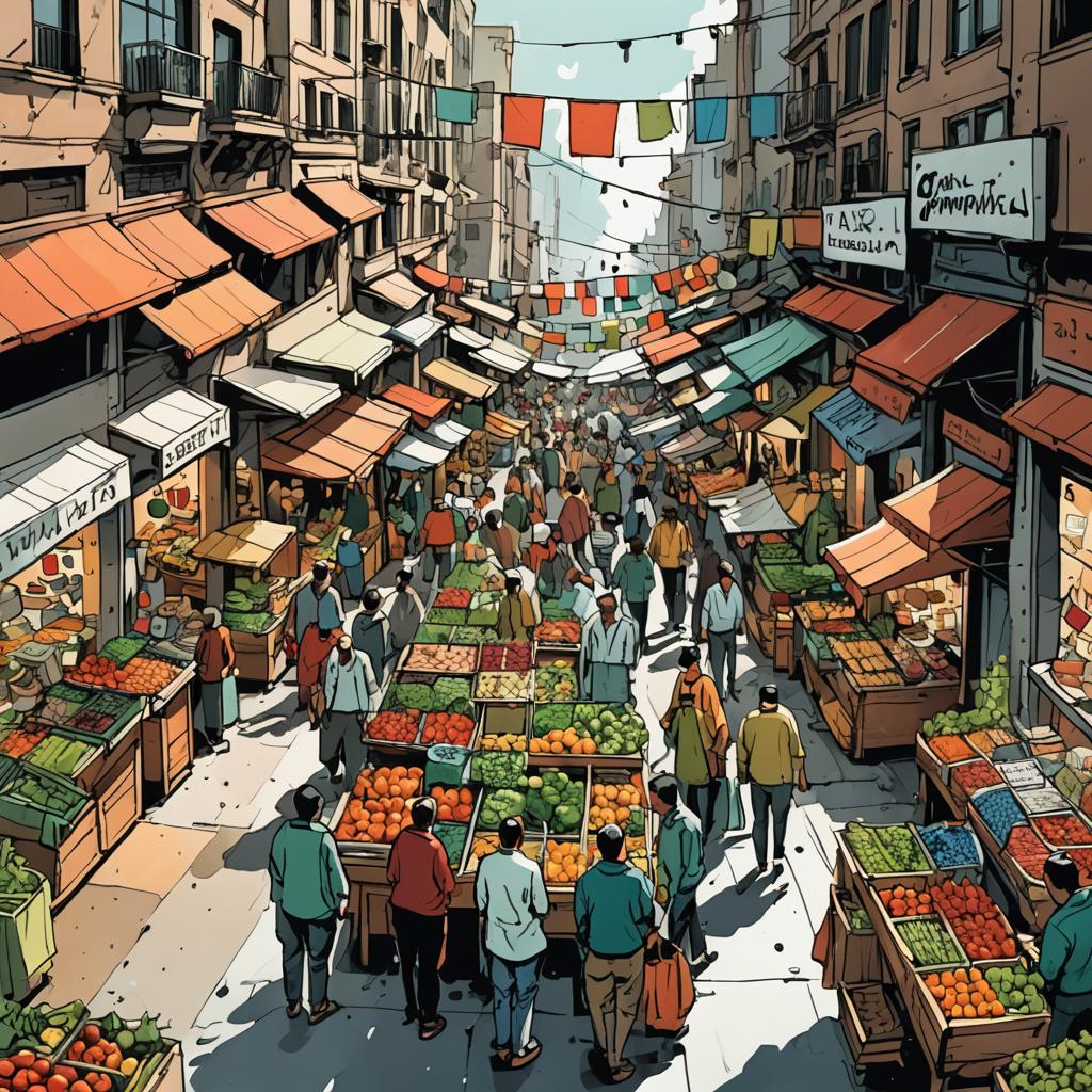 market in the style of gabriel campanario