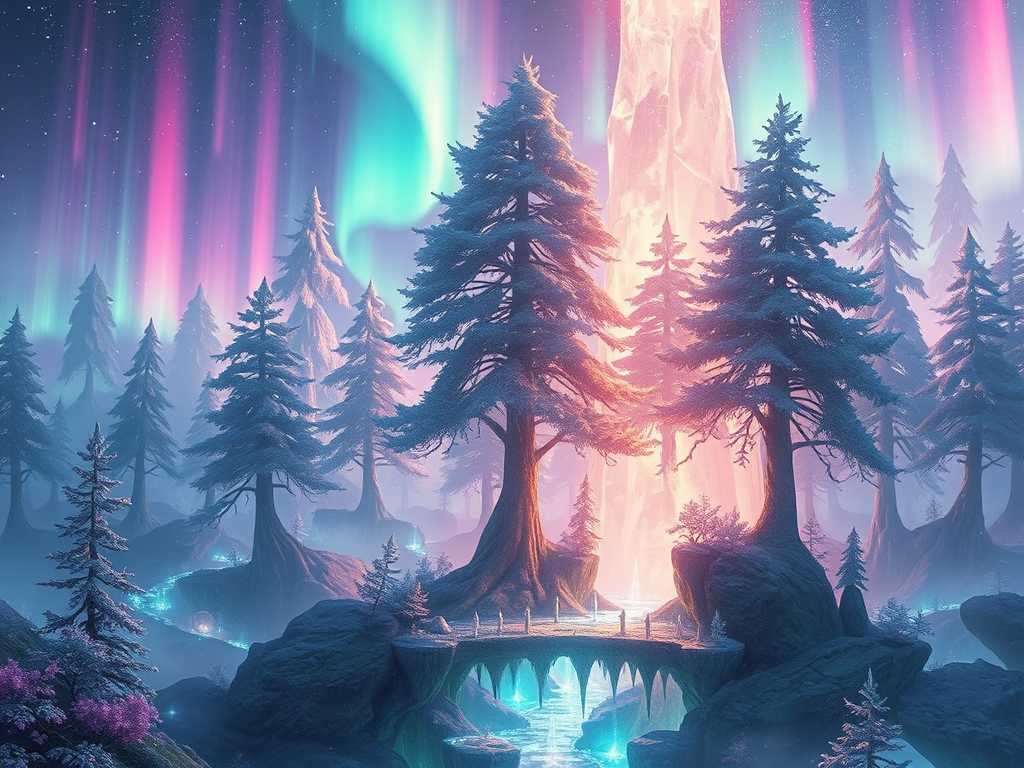 imagine walking through a forest made of crystal where the