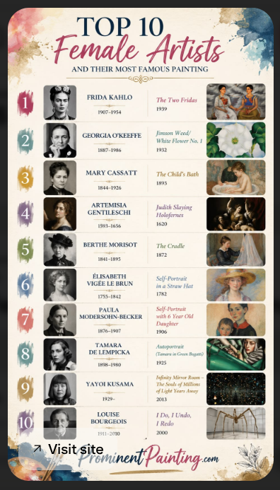 Women in Art: A Journey Through History and Contemporary Challenges 4 top female artists