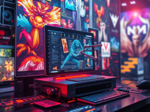 AI and Art: Transforming Creative Processes with Technology 9 create a high resolution highly detailed image depicting the intersection of