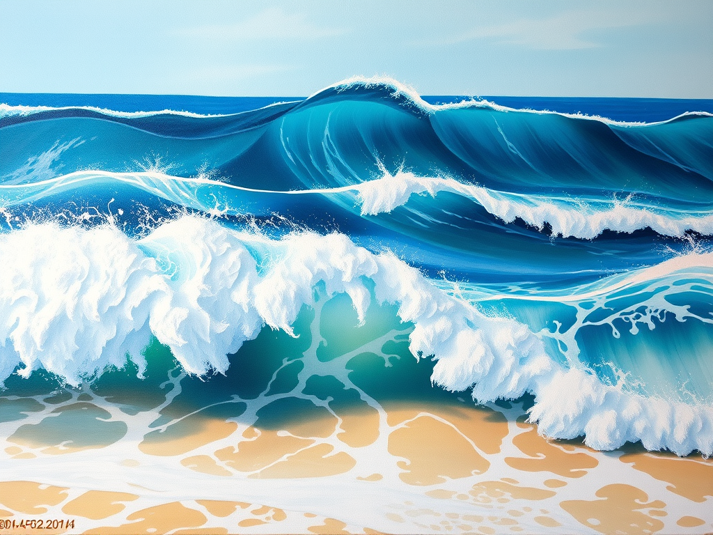 create seascape painting with sponge