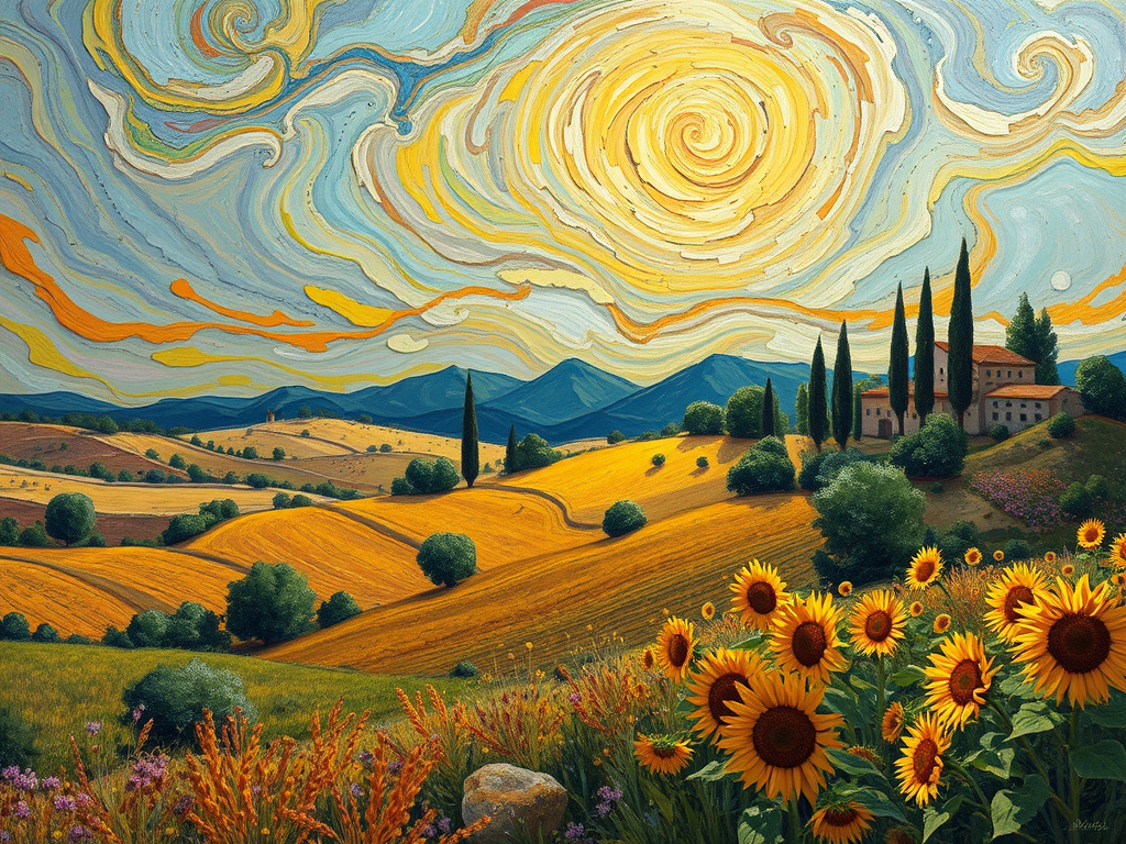oil painting of provence in the style of van gogh