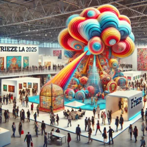 Unveiling the Magic of Art Exhibitions: 20 Facts That’ll Spark Your Curiosity 5 Large-scale art installation at Frieze LA 2025 art exhibition with visitors exploring contemporary gallery displays
