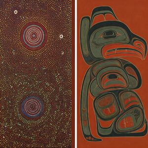 Indigenous Painting in Culture: Art That Tells a Story 5 comparison of an Aboriginal dot painting and a Haida