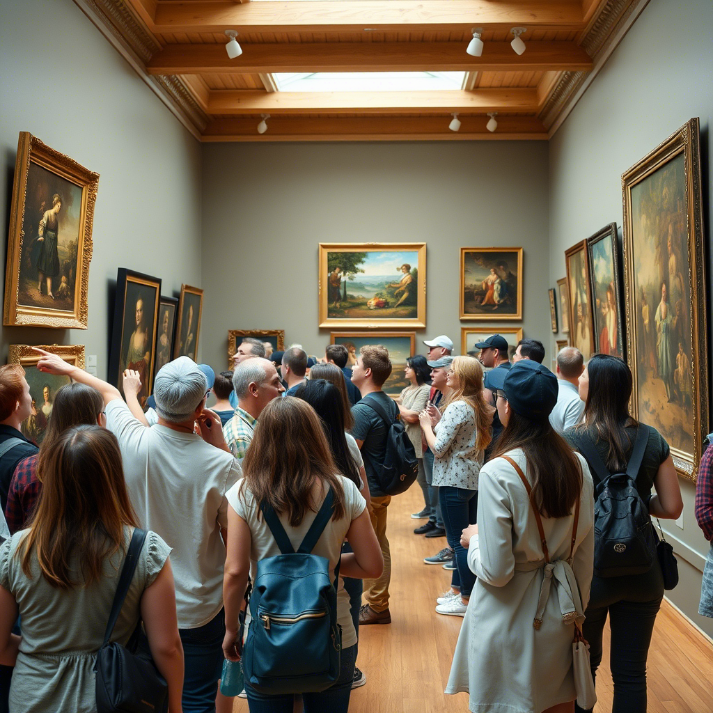 A Beginner’s Guide to Famous Artist Styles: Explore Iconic Art Movements & Master Painters 12 discussing paintings in museum