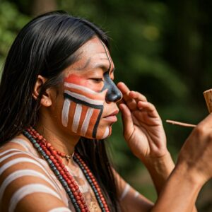 Indigenous Painting in Culture: Art That Tells a Story 7 indigenous artist applying ceremonial body paint