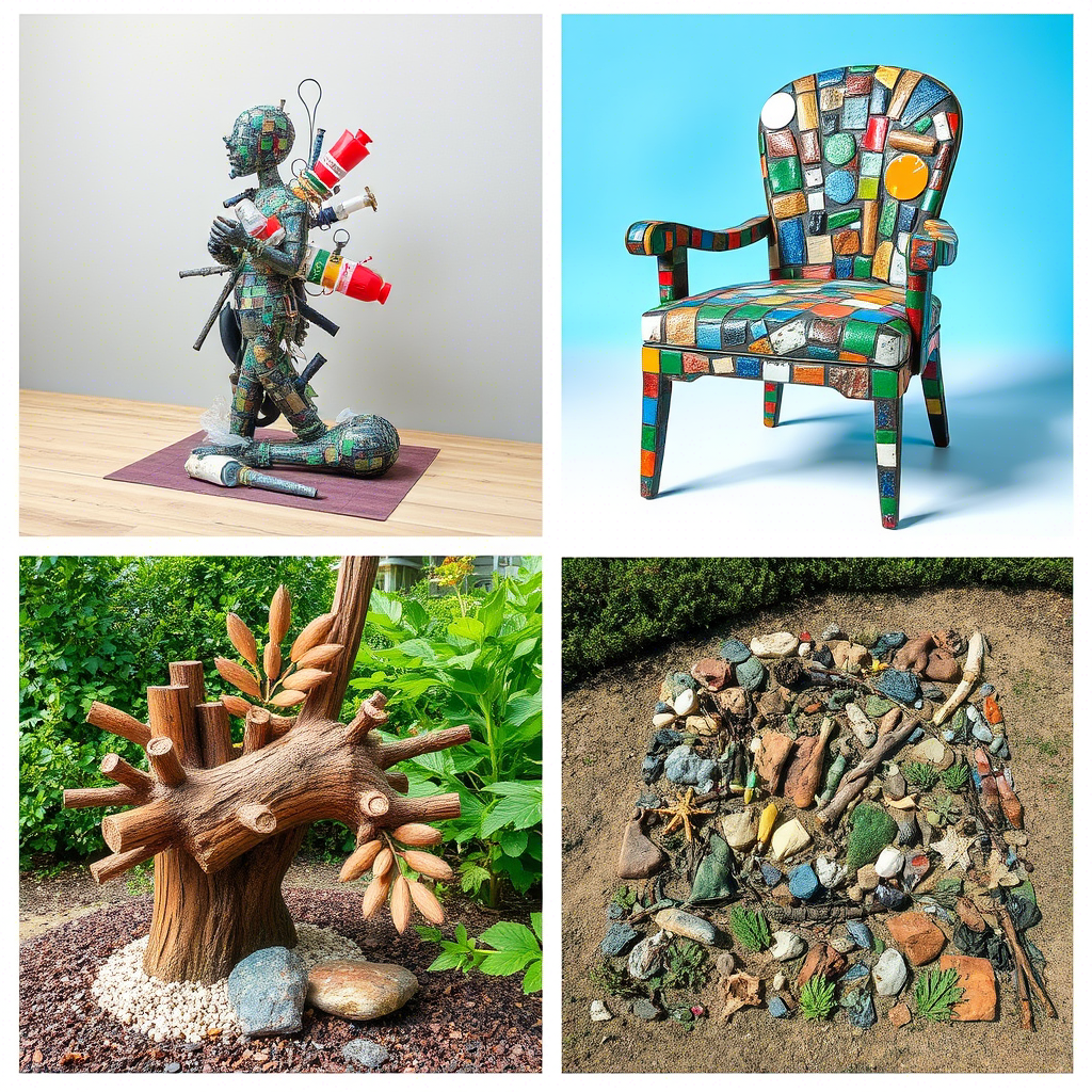 The Amazing World of Sustainable Art: Making Cool Art and Helping Our Planet! 6 recycled sculpture, upcycled furniture art, natural materials sculpture, environmental art installation
