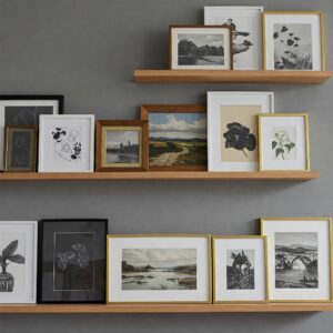 Jaw-Dropping Artwork Display Ideas to Transform Your Home into a Personal Gallery 3 Artwork Display Ideas: Floating wooden shelves with layered art pieces