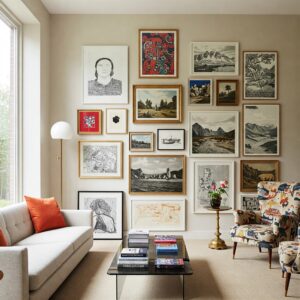 Jaw-Dropping Artwork Display Ideas to Transform Your Home into a Personal Gallery 5 collection of artwork in neutral and vibrant color palettes