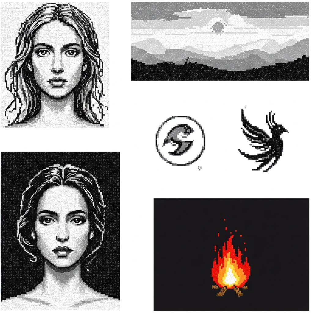 Examples of creative ASCII art created with different generators