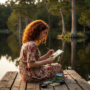 Painter finding inspiration in new environment to overcome creative block