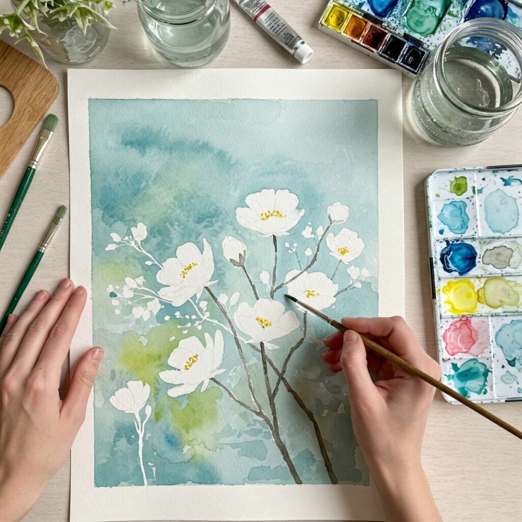 how to preserve white space in aquarelle painting