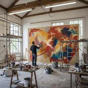 modern fresco painting contemporary artist studio
