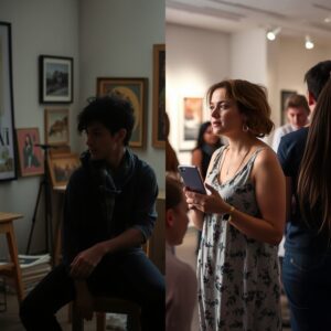 The Lonely Artist Myth: Truth Behind Creative Isolation 7 Artist moving between solitary work and community engagement