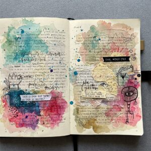 Easy Expressive Art Techniques You Can Try at Home 7 Personal art journal page using expressive art techniques for emotional processing