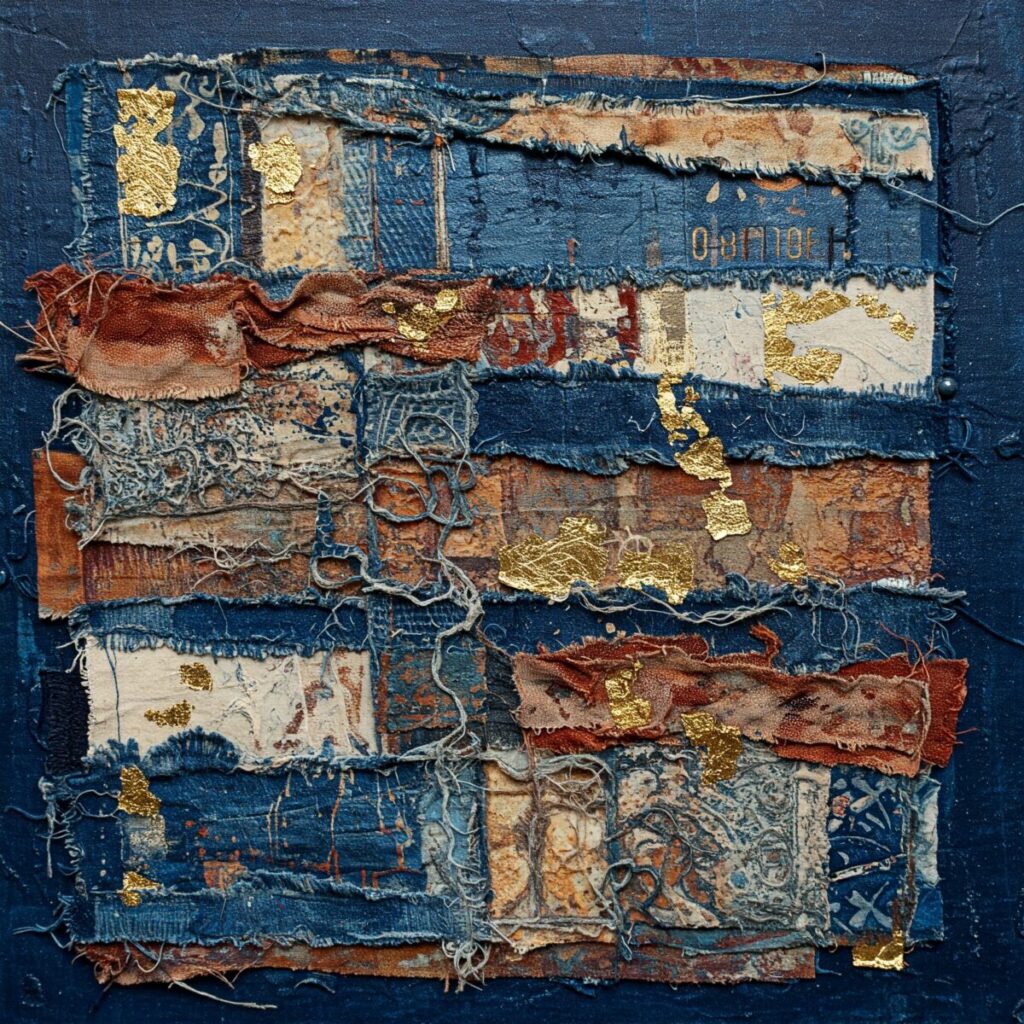 Mixed media modern abstract artwork with textural elements