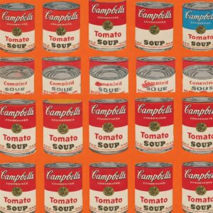 Andy Warhol’s Style: The Art of Fame, Repetition, and the Everyday 3 Andy Warhol’s grid of Campbell’s Soup Cans, showcasing repetition and commercial art in Pop Art style.