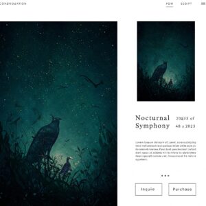 Detailed artwork page from art portfolio website showing high-quality image and artwork information