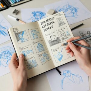 Creative Art Prompts to Spark Your Imagination Today 5 Artist using art prompts to overcome creative block