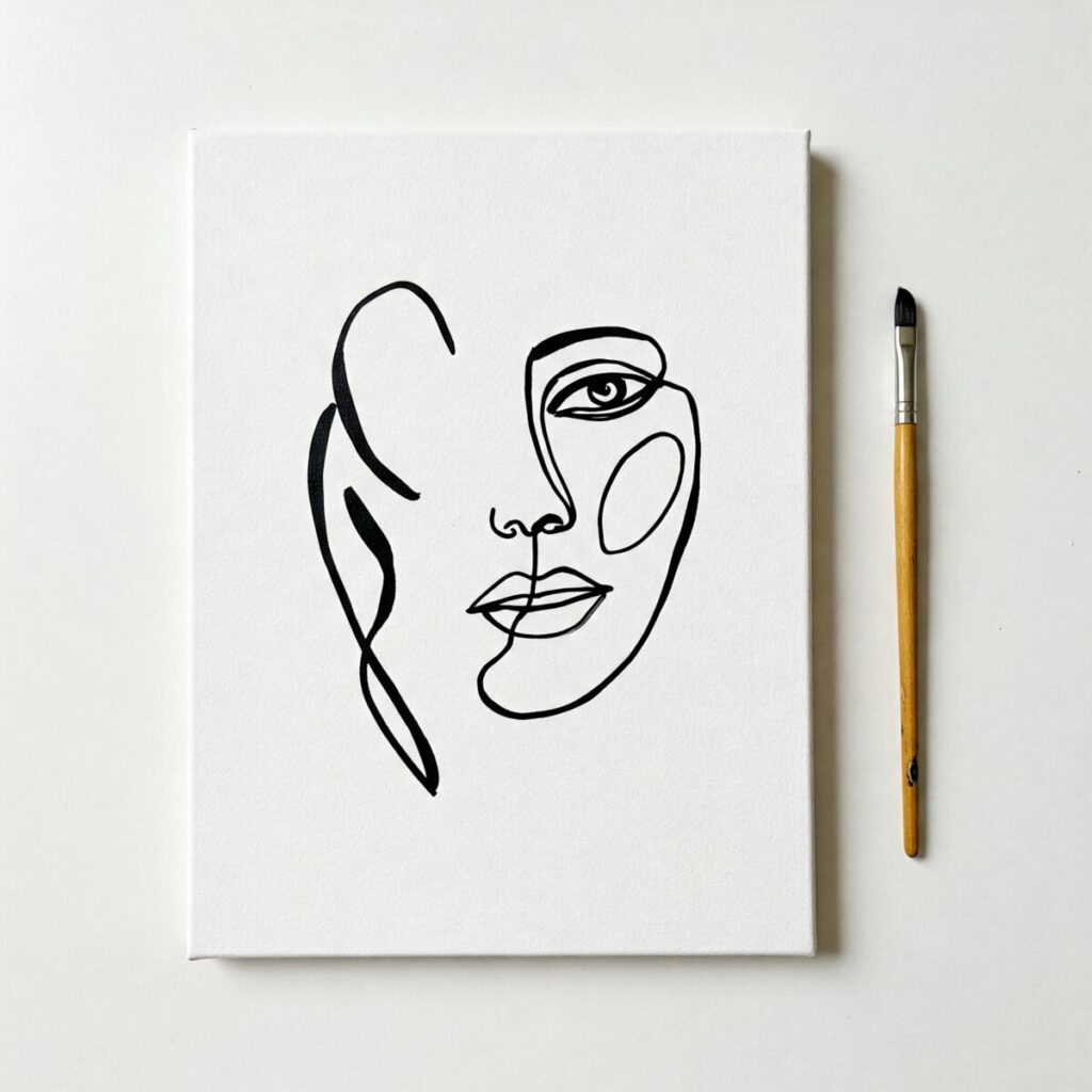 Easy Canvas Art Ideas Anyone Can Create 5 Minimalist line art on canvas using simple brush strokes for beginner artists