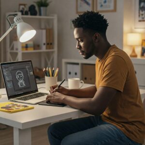 Progression of beginner digital art skills using free software