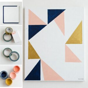 Easy Canvas Art Ideas Anyone Can Create 4 Simple geometric canvas art created using painter's tape and acrylic paint