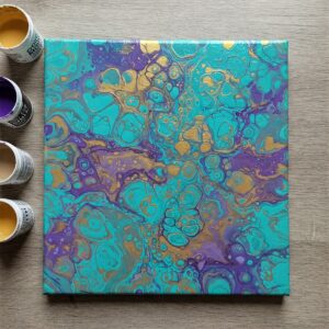 Easy Canvas Art Ideas Anyone Can Create 3 Easy canvas art idea showing vibrant abstract pour painting technique