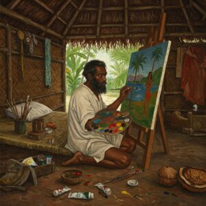 Paul Gauguin in Tahiti representing famous artists poverty despite exotic location