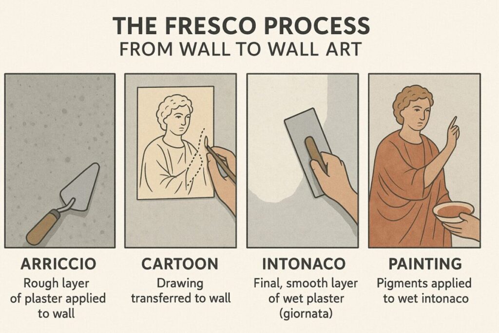 Fresco Painting: A Guide to the Timeless Art of Painting on Plaster 6 Infographic step-by-step section The Fresco Process