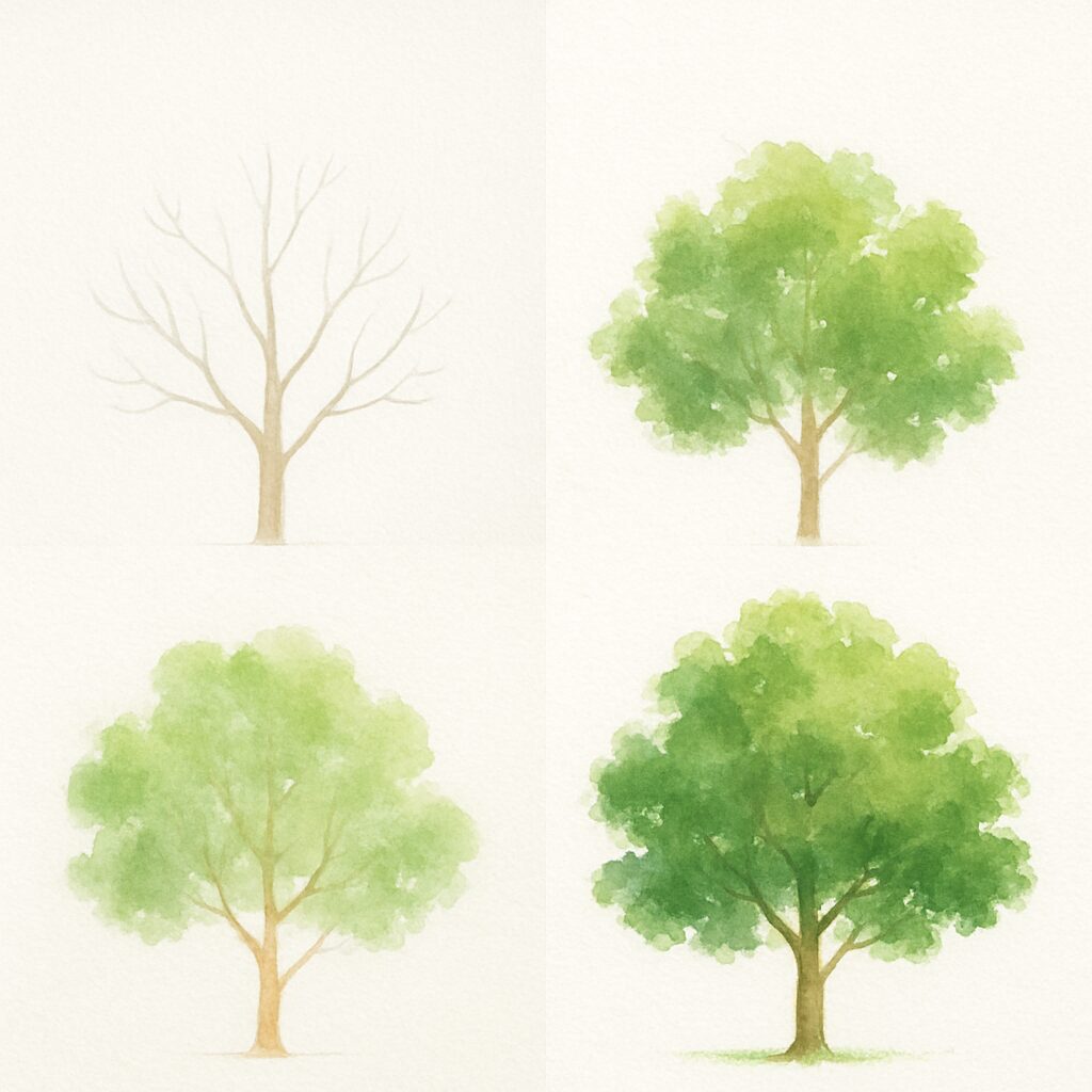 How to Paint Trees in Watercolor: Simple Steps 4 How to Paint Trees in Watercolor: Step by step watercolor tree painting technique